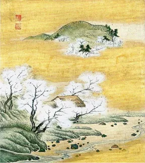 有馬六景「有明桜」を描いた情景画。