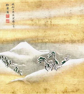 有馬六景「有馬富士雪」を描いた情景画。